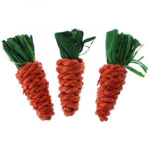 juguete de 3 zanahorias de ratán para conejos enanos