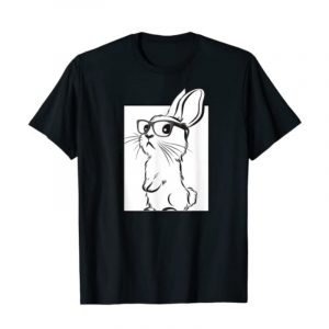 camiseta negra para hombre de conejo con gafas