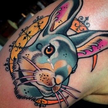 Ideas de tatuajes de conejos para hombres de colores