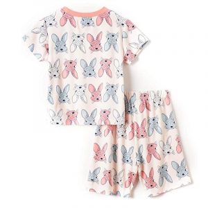 Pijama manga corta de conejo para niña